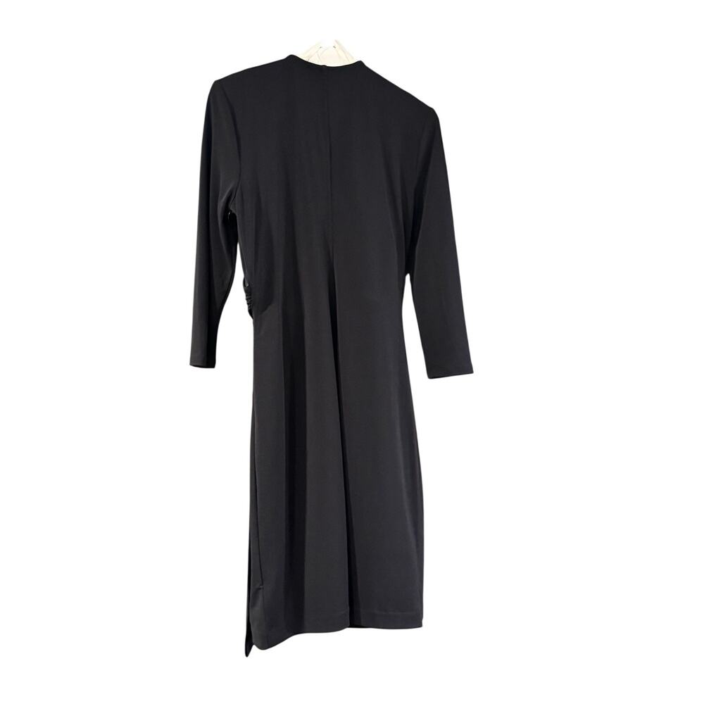 NWT Lark & Ro Crepe Knit Faux Wrap black classic LBD size 10 little black dress - Picture 4 of 10